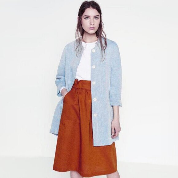 EUC Zara light wash blue linen blend casual jacket, XS - Picture 1 of 7